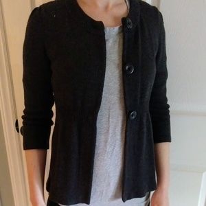Charcoal grey medium weight 3/4 sweater cardigan